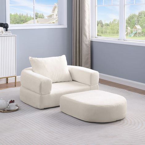 REDOM Canapé une place modulaire moderne spacieux chenille confortable couleur beige (1/5)