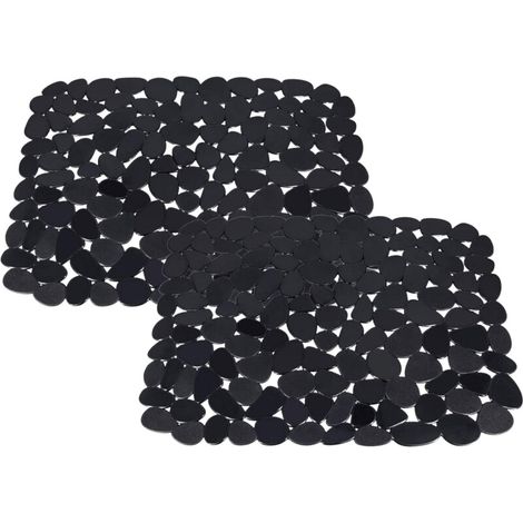 Paquete de 2 accesorios de acolchado de PVC para fregadero - Negro (1/5)