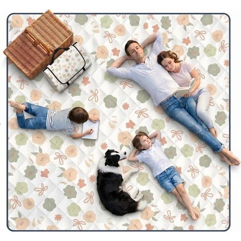 Couverture pique-nique 200x200cm tapis sol camping pliable poignée nappe (1/5)