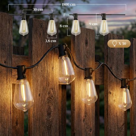 Cortina de 50 luces LED, guirnalda conectable de 18 m, resistente a salpicaduras IP44, decoración para interiores y exteriores.