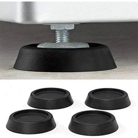Pieds anti-vibration et anti-marche pour lave-linge - Lot de 4 patins en caoutchouc noir (1/4)