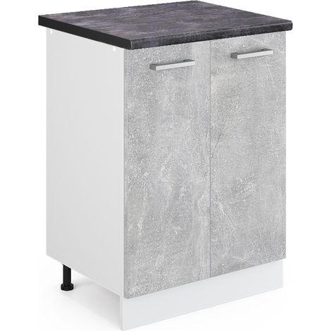 Mobiletto base cucina R-Line, Calcestruzzo, 60 cm , PL Antracite, Vicco