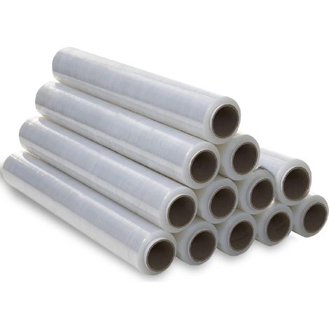 Pellicola trasparente per imballaggio, 50 cm di larghezza ed estensibile fino a 300 metri di lunghezza, rotolo di pellicola elastica manuale, pellicola per imballaggio industriale, pellicola per (1/5)