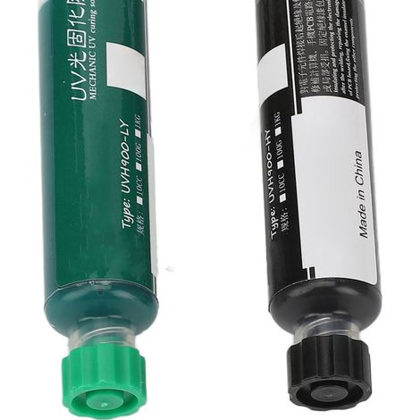 2 Stück UV-härtende Lötstoppmaske für Leiterplatten und BGA-Verbundplatten, Reparaturtinte, schwarz und grün (1/5)