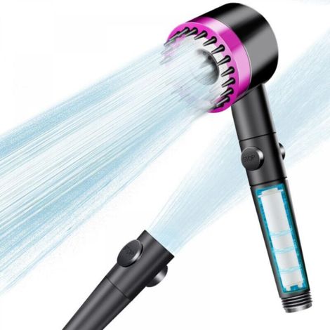 Duschkopf mit Filter, Massageduschkopf mit 3 + 1 Strahlarten, Regenduschkopf mit Abschaltfunktion