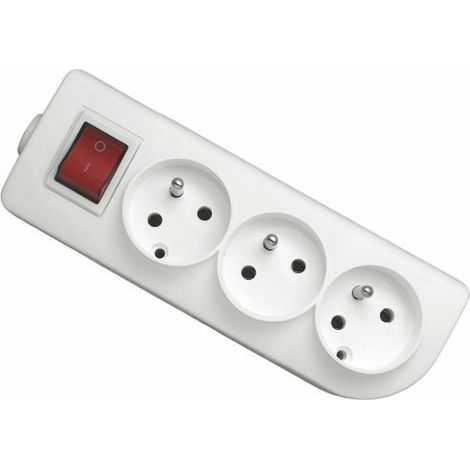 Multiprise Avec Interrupteur - 3 Gniazda - 250v - 16a - Rallonge Électrique - Uziemienie (1/4)