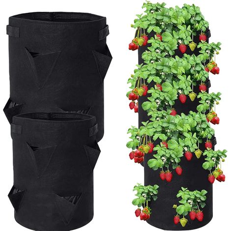 2 Pièces Sac De Plantation, Tissu Non Tissé 300G, Avec Poignée, Pour Légumes Et Fleurs, Jardinage Intérieur Et Extérieur