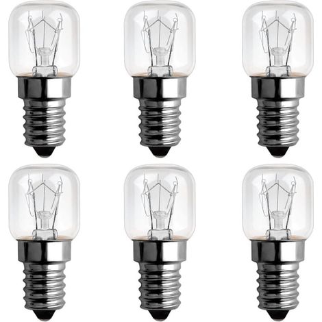 Ampoule Four 15W 300 Degres E14 Dimmable, AC220V-240V, Ampoule Incandescence E14 T22, 85LM Blanc Chaud 2300K, E14 Petit Culot à Vis Pygmy Lamps Pour Micro-ondes, Four, Lampe à sel, 6 Unité (1/4)