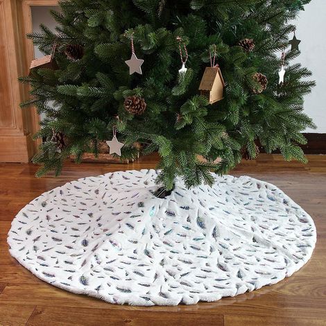 122cm Jupe Sapin De Nol,plumes Colores Peluche Couvre Pied Sapin Noel, Arbre De Noel Decoration, Joyeux Nol Jupe D'arbre Tapis Pour Sapin Pour Nol