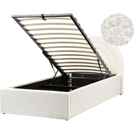 Kids Ottoman Bed Boucle ANET 90 x 200 cm (EU Single) Off-White