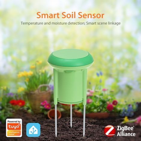 Sensor inteligente ZigBee de temperatura y humedad del suelo, resistente al agua IP66, control remoto mediante aplicación, detección precisa para huertos. (1/5)