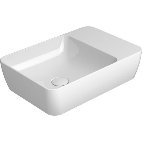 Lavabo en céramique MODO sur plan 50x35cm, sans trou pour robinetterie, blanc ExtraGlaze (1/3)