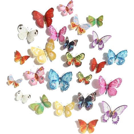 24 Piezas Decoración de Mariposas 3D, Pegatinas de Pared de Mariposas 3D Estilo Acuarela, Mariposas Decorativas de Múltiples Colores para Decoración de Fiestas de Festivales de Dormitorio (1/5)