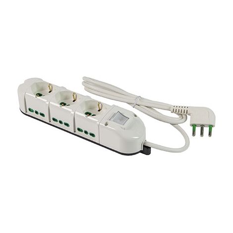 MULTIPRESA BIPASSO + SCHUKO + INT.LUM RETAIL FME - BIANCO POSTI 9 2P+T 16A n°XMMQ 3X15 MT 15- 2 pezzi