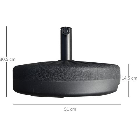 Pied de parasol 22 kg pour parasols Ø38/48 mm, noir ciment, stable et résistant aux intempéries, Ø51 x 12H cm (1/5)