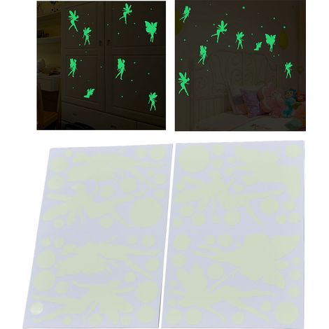 Autocollants phosphorescents, stickers muraux lumineux, stickers adhésifs, stickers lumineux, stickers de décoration pour chambre d'enfant, jolis lutins phosphorescents. (1/5)