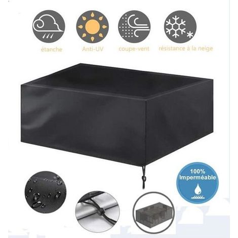 Housse étanche pour mobilier de jardin - Noir - 126x126x74cm - Résistante aux UV (1/4)