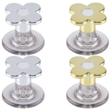 BUNTHAUS Or etArgent,4 Bouton Poussoir de Toilette en Forme de Fleur en Plastique pour Réservoir d'eau de Toilette Bouton de Chasse d'eau Outil de Levage de Couvercle de Siège de Toilette Aide