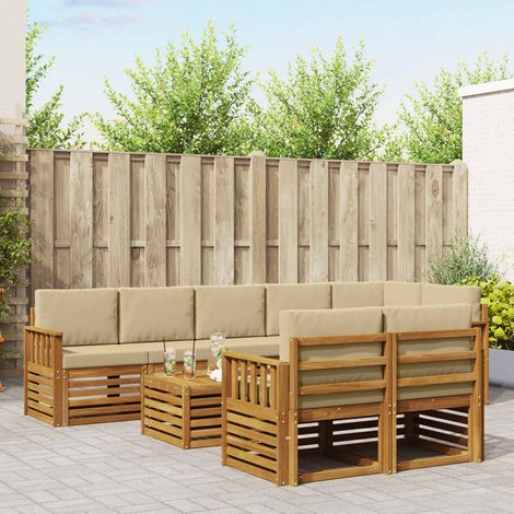 Sofagarnituren 9 pcs Natur und Beige Massivholz Akazie