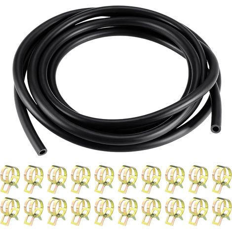 Petrol Hose Kit 2.4 m Diameter 5 mm Fuel Line with 20 Pcs Hose Clamps Hose for Small Engines, Motorcycle, Car, Scooters, Mower (1/5)