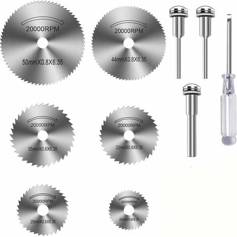 Lame De Scie Circulaire - Acier Rapide HSS - Pour Outils Rotatifs - 10 Pièces - Diamètres 22 À 50 mm - Tiges 3,175 mm Et 6 mm