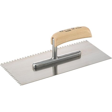 Llana de albañil 280x130 mm dentado 4x4mm robusto Fortis