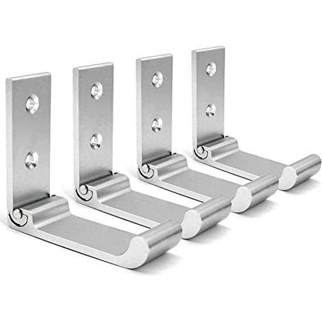 4 Stück silberne faltbare Wandhaken, faltbare Wandhalterung fürs Büro, faltbarer Gaming-Kopfhörerhalter, verstellbarer Kopfhörerständer aus Aluminium für alle Kopfhörergrößen