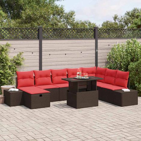 Set Divano da Giardino con cuscino 9 pcs Marrone Poly Rattan vidaXL (1/5)