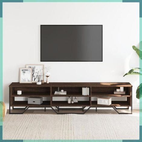 Meuble TV - 848578 - chêne marron - 180 x 34 x 41 cm - bois d'ingénierie et métal (1/5)