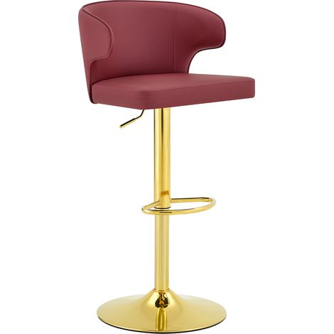 Lot de 2 tabourets de bar avec dossier, réglables en hauteur et pivotants à 360°, base large avec repose-pieds, pour cuisine et bar (1/5)
