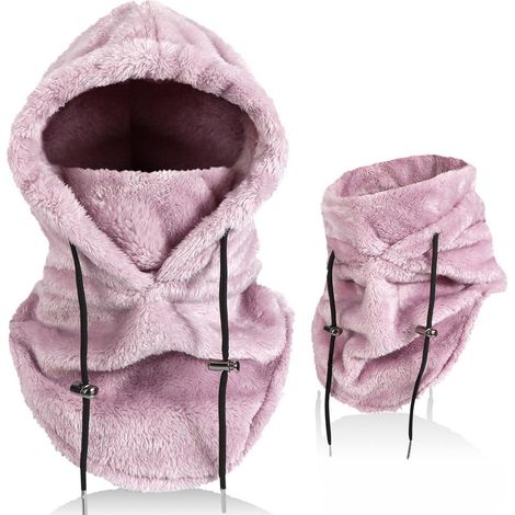 Passe-montagne polaire thermique femme homme, cagoule hiver multifonction, tour de cou coupe-vent, ski, moto, randonnée, violet (1/5)