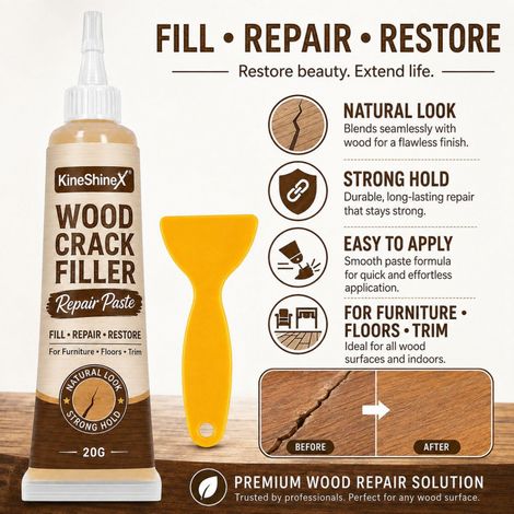 Wood Furniture Crack Filler and Repair Paste 20g, Filler for Cracks, Holes, and Small Gaps in Wood Boards, Free Gift for Home Wood Product Repair (1/4)
