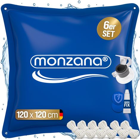 MONZANA® Poolkissen Winter Chlorbeständig Seil PVC Verstärktes Material bis -20°C Doppelnaht Sicherheitsventil 4 Ösen Luftkissen Pool Abdeckung 6x 120x120cm Poolkissen (1/5)