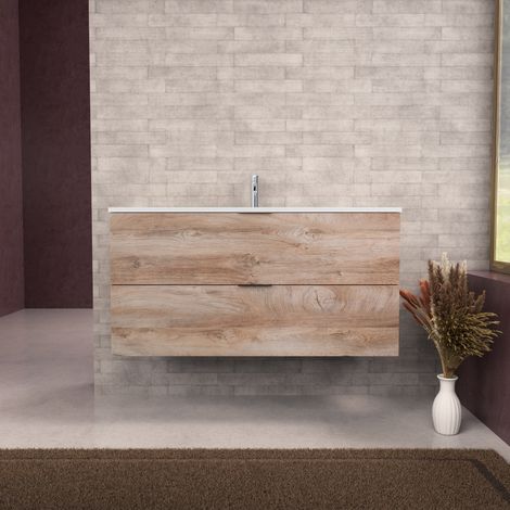 Inda - Mobile bagno L.120 con lavabo opaco / Rovere naturale 2