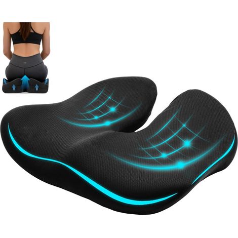 Coussin de siège en mousse à mémoire de forme pour coccyx - Pour la voiture et le bureau - Soulage la pression - Pour sciatique et douleurs dorsales - Découpe en forme de U - Base (1/5)