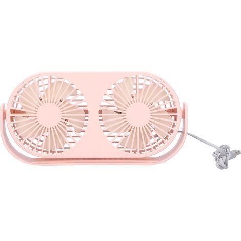 Pinkfarbener USB-Tischventilator mit zwei Ventilatorköpfen, verstellbarer Mini-Aromatherapie-Ventilator für Zuhause und Büro (1/5)