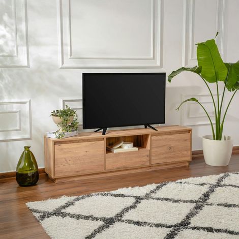 Meuble TV avec rangement - finition effet pin MARFA (1/5)