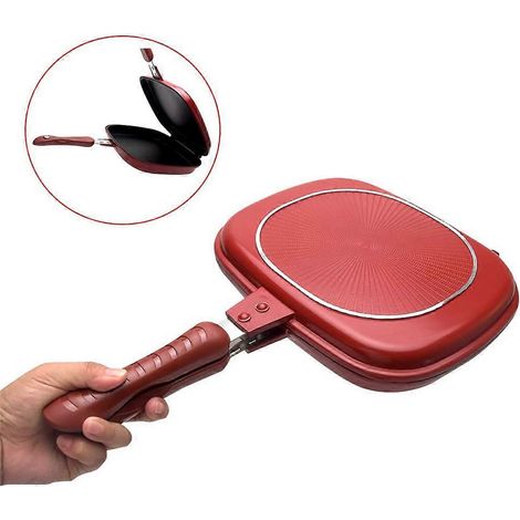 Poêle carrée double face, idéale pour les sandwichs en camping, en intérieur comme en extérieur, 28 cm (1/5)