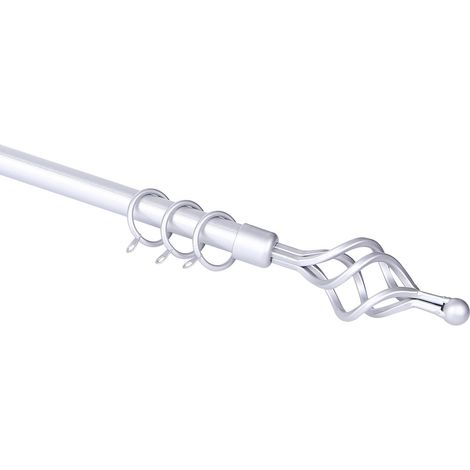 Scorritenda in acciaio estensibile argento Spiral Etruria - Estensibile da 210 cm a 380 cm