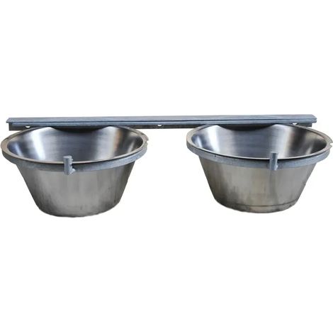 Mangeoire professionnelle double pour chenil acier galvanisé 2 X 2,5L
