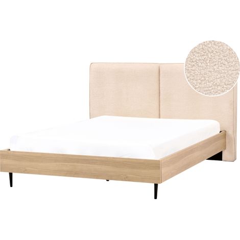 Cama con somier moderna con cabecero tapizado beige 160 x 200 cm Izernore (1/5)