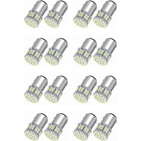 Lot de 16 ampoules LED blanches 6000K 1157 50SMD pour feux arrière et freins BAY15D 12V (1/5)