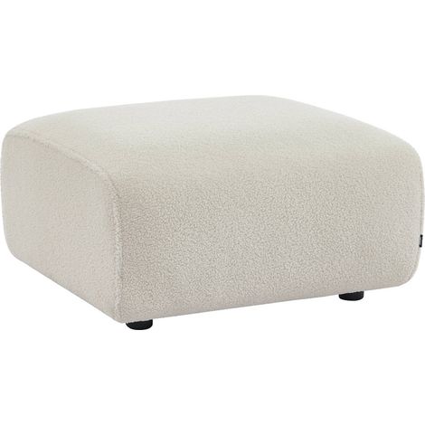 Pouf. module pour canapé. repose-pieds pour canapé 2 places en bouclette crème. L 76 x P 70 x H 41cm - Wallas