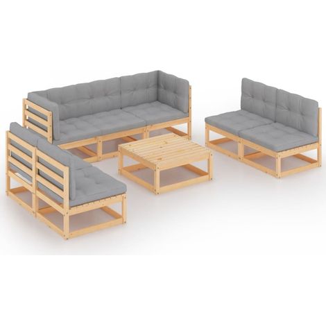8-tlg. Garten-Lounge-Set mit Kissen Kiefer Massivholz vidaXL