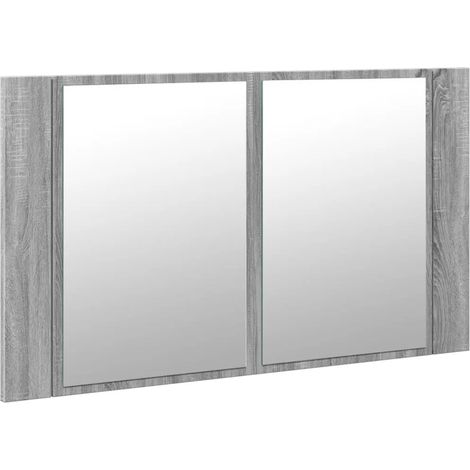 Mobiletto con specchio a LED in stile scandinavo moderno per il bagno 80 x 12 x 45 cm in legno composito grigio 020049283