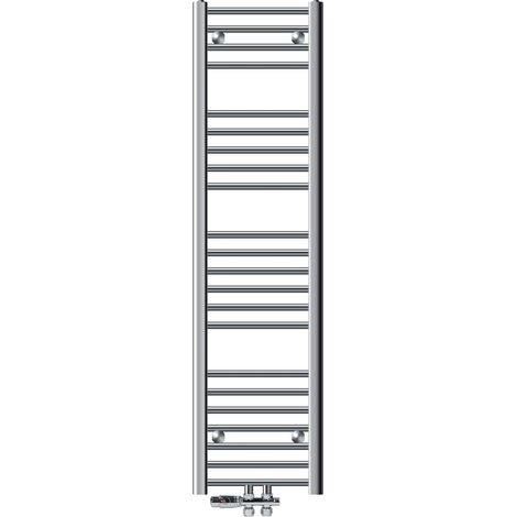 ECD Germany Radiatore da Bagno Radiatore Scaldasalviette Radiatore 300 x 1400 mm Cromato Dritto con Attacco Centrale Radiatore Asciugabiancheria incl. Termostato con Passaggio a Pavimento Termoarredo
