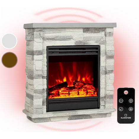 Klarstein – Cheminée électrique effet flamme 1800W – Télécommande – Minuterie – Technologie LED 3D – Chauffage mural décoratif