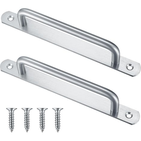 2 Pièces Poignées de Porte Coulissante, Poignées de Grange de Porte en Acier Inoxydable, Poignée de Traction de Porte Coulissante avec Plaque pour Portes de Grange Armoire Placard, avec Vis (1/5)