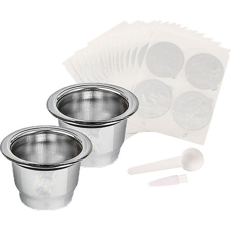 Capsules d'expresso réutilisables, dosettes de café rechargeables, tasses en acier inoxydable, filtres compatibles avec les machines Nespre Line, couvercles autocollants et opercules en aluminium, tas