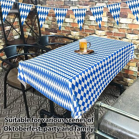 Nappes Oktoberfest,Nappes de Drapeau Bavarois,Décorations de Fête Oktoberfest,Oktoberfest-Nappe Bleue et Blanche,Fournitures de Fête Oktoberfest (1 pièce) (1/3)